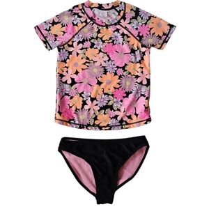 Wonder Nation Girl's Shortsleeve  Rashguard With Bikini Bottom Size Large 10/12